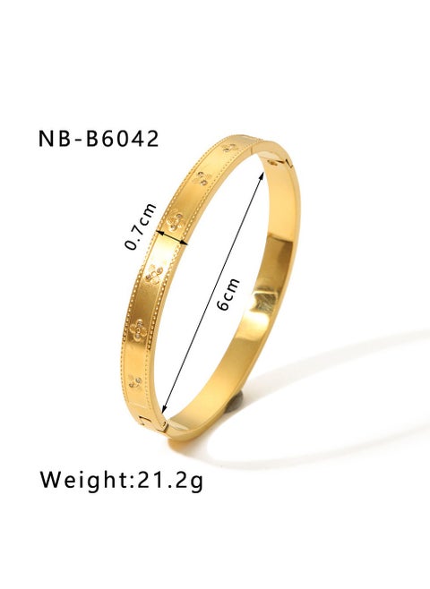 Simple geometric titanium steel bracelet feminine fashion gold zircon clover stainless steel hand ornament