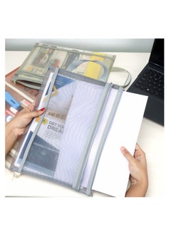 SYOSI Assorted A4 Plastic Mesh Zipper Pouches, A4 Document Zip File Bags/Folders, Wallets for Travel Accessories, Cosmetics, School/Office, Pens/Pencils, or Bill Bag (10 Pack) (5 Colours)  - Image 5