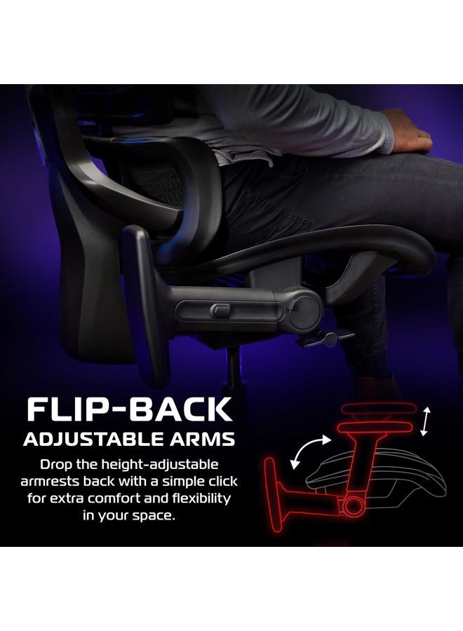 RESPAWN Specter Gaming Chair Ergonomic Office Chair for The Home Office Gamer - Cooling Mesh Computer Desk Chair with Active Lumbar Support, Flip Back Arms, Seat Slide & Tilt Recline - Black - Image 2