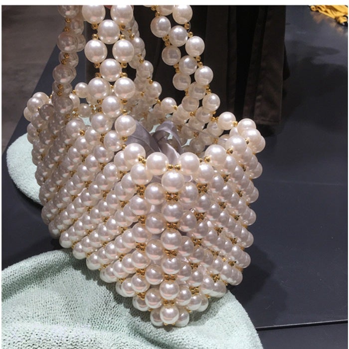Beads Women'S Bag 2019 Spring And Handmade Beads Handbag Pearl Evening Bag Handmade Woven Handbag - Image 3