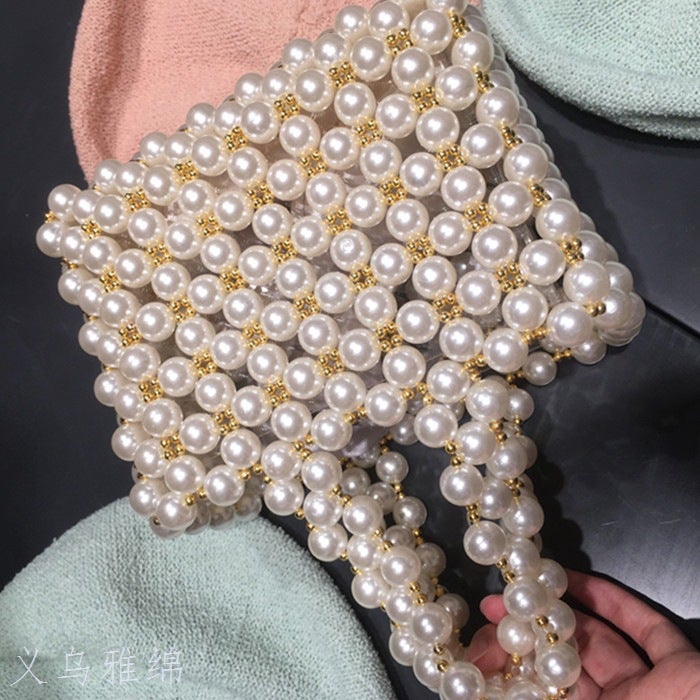 Beads Women'S Bag 2019 Spring And Handmade Beads Handbag Pearl Evening Bag Handmade Woven Handbag - Image 2