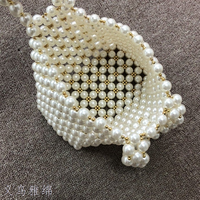 Beads Women'S Bag 2019 Spring And Handmade Beads Handbag Pearl Evening Bag Handmade Woven Handbag - Image 4