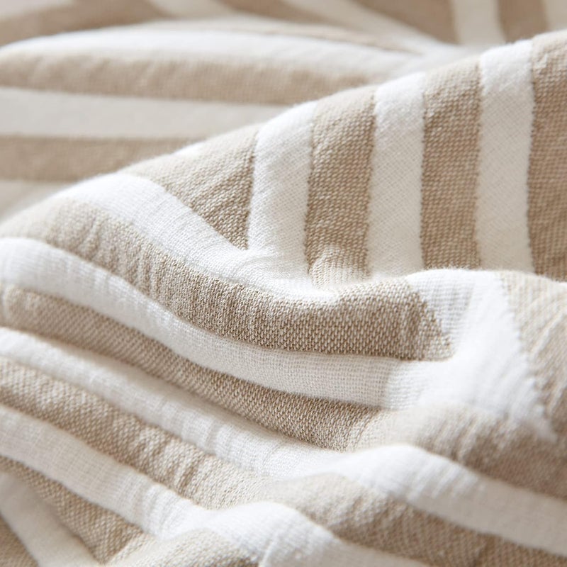 EMME Cotton Twin Quilt - Soft Quilt 6 Layer Soft Thicken 400GSM Large Triangle Jacquard Blanket 60"x 80", Cotton Comforter Twin Size, Perfect for Bed Couch Chair All Seasons (Light Tan,Twin) - Image 5