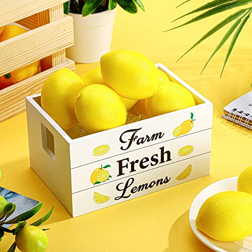 Marsui Lemon Mini Wooden Crate Summer Farmhouse Rustic Tiered Tray Decor with 8 Fake Lemon Lemonade Kitchen Decorations for Fall Thanksgiving Home Table Decor Party Centerpiece - Image 4