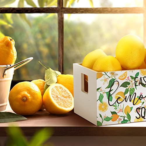 Marsui Lemon Mini Wooden Crate Summer Farmhouse Rustic Tiered Tray Decor with 8 Fake Lemon Lemonade Kitchen Decorations for Fall Thanksgiving Home Table Decor Party Centerpiece - Image 5
