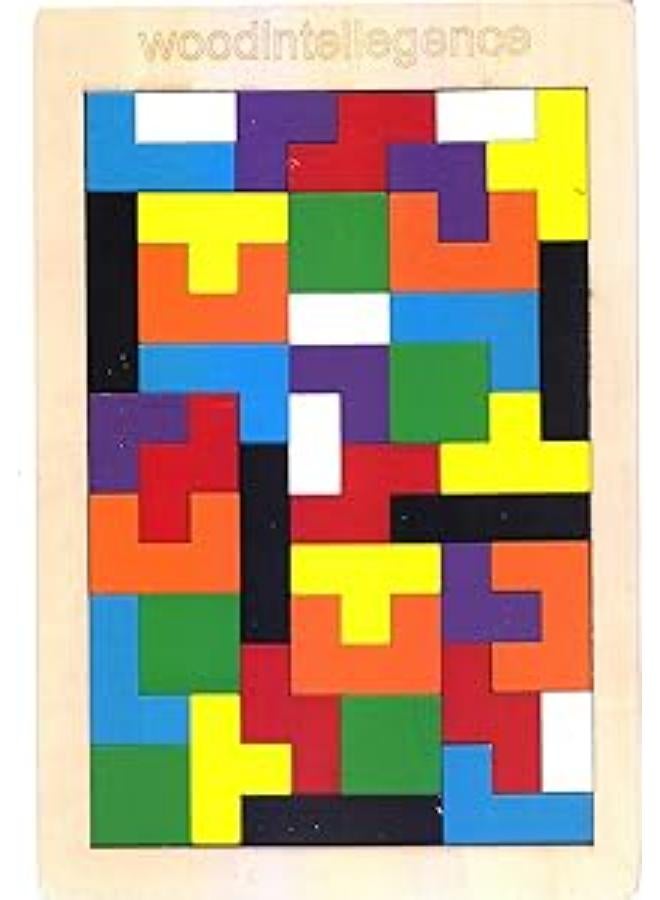Wooden Jigsaw Puzzle (40 Pieces) Tangram Jigsaw Teasers Educational Children’s Puzzle Game for Ages 3 + Boys & Girls