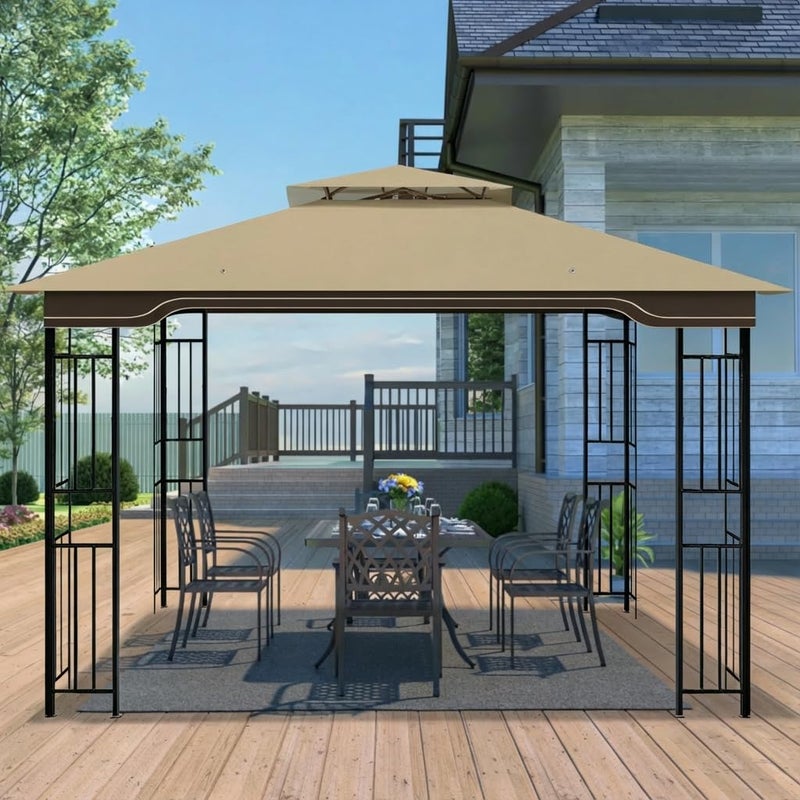 aonear Replacement Gazebo Canopy for 10x12 Regency II Model L-GZ798PST | Heavy-Duty Ripstop Waterproof & UV Protective Top Cover, Khaki - Image 2