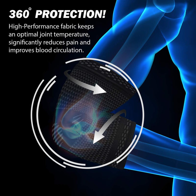 POWERLIX Elbow Brace Compression Support - Elbow Sleeve for Tendonitis, Tennis Elbow Brace and Golfers Elbow Treatment, Arthritis, Workouts, Weightlifting – Reduce Elbow Pain (Black, S) - Image 4