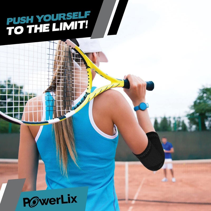 POWERLIX Elbow Brace Compression Support - Elbow Sleeve for Tendonitis, Tennis Elbow Brace and Golfers Elbow Treatment, Arthritis, Workouts, Weightlifting – Reduce Elbow Pain (Black, S) - Image 3