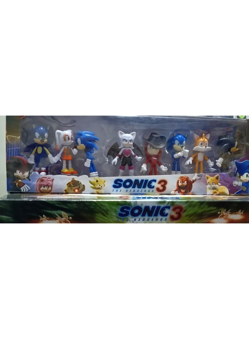 سونيك طقم شخصيات سونيك 3 – مجموعة مجسمات سونيك وتايلز وروج وكنكلز وشخصيات إضافية للأطفال