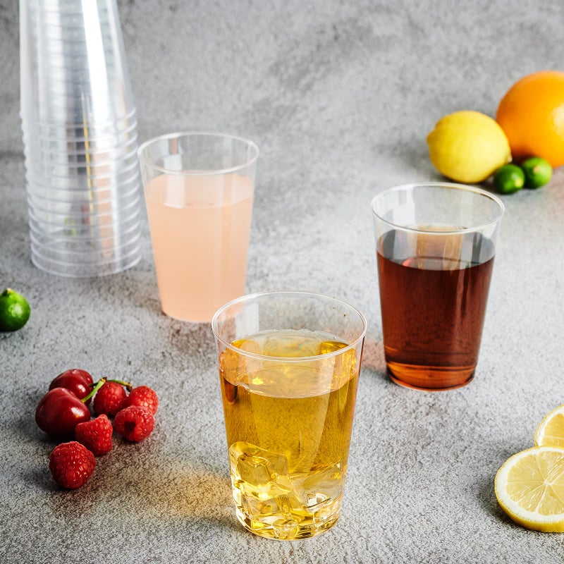 FOCUSLINE 12 oz Clear Plastic Cups, Disposable Heavy Duty Hard Plastic Cups, Reusable, 100 Count - Image 5