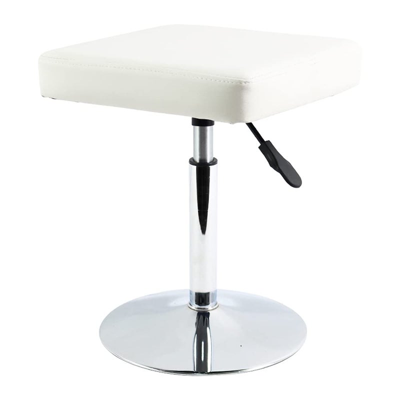 FURWOO White Square Salon Stool - Height Adjustable Step Stool for Vanity,Manicure,Shop,Barber Home Office,Small - Image 1