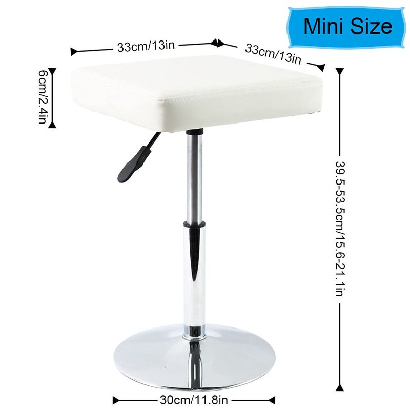 FURWOO White Square Salon Stool - Height Adjustable Step Stool for Vanity,Manicure,Shop,Barber Home Office,Small - Image 3