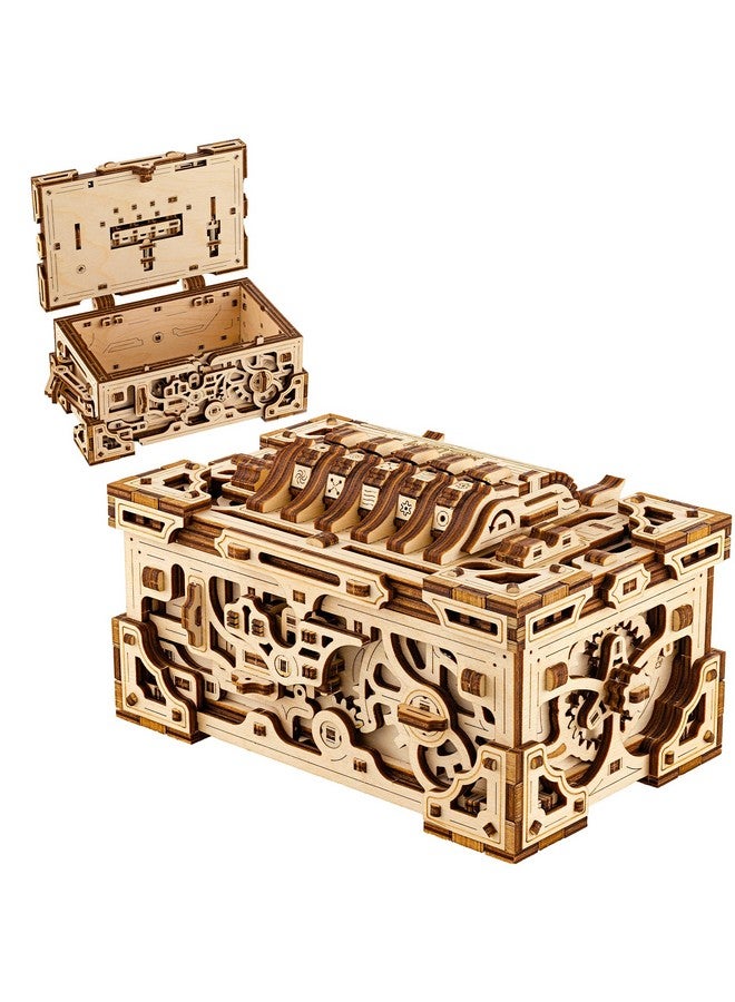 Wood Trick Enigma Chest Lock Puzzle Box Wooden 3D Puzzles for Adults and Kids to Build - Engineering DIY Project Mechanical Model Kits for Adults Wooden Models - Image 1