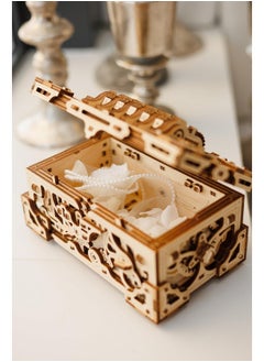 Wood Trick Wood Trick Enigma Chest Lock Puzzle Box Wooden 3D Puzzles for Adults and Kids to Build - Engineering DIY Project Mechanical Model Kits for Adults Wooden Models  - Image 2