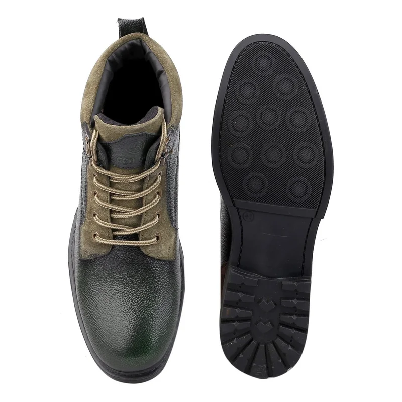 Bacca Bucci Olive Meteor Splash Proof Leather Trekking and Hiking Boots for Men | Best Price UAE