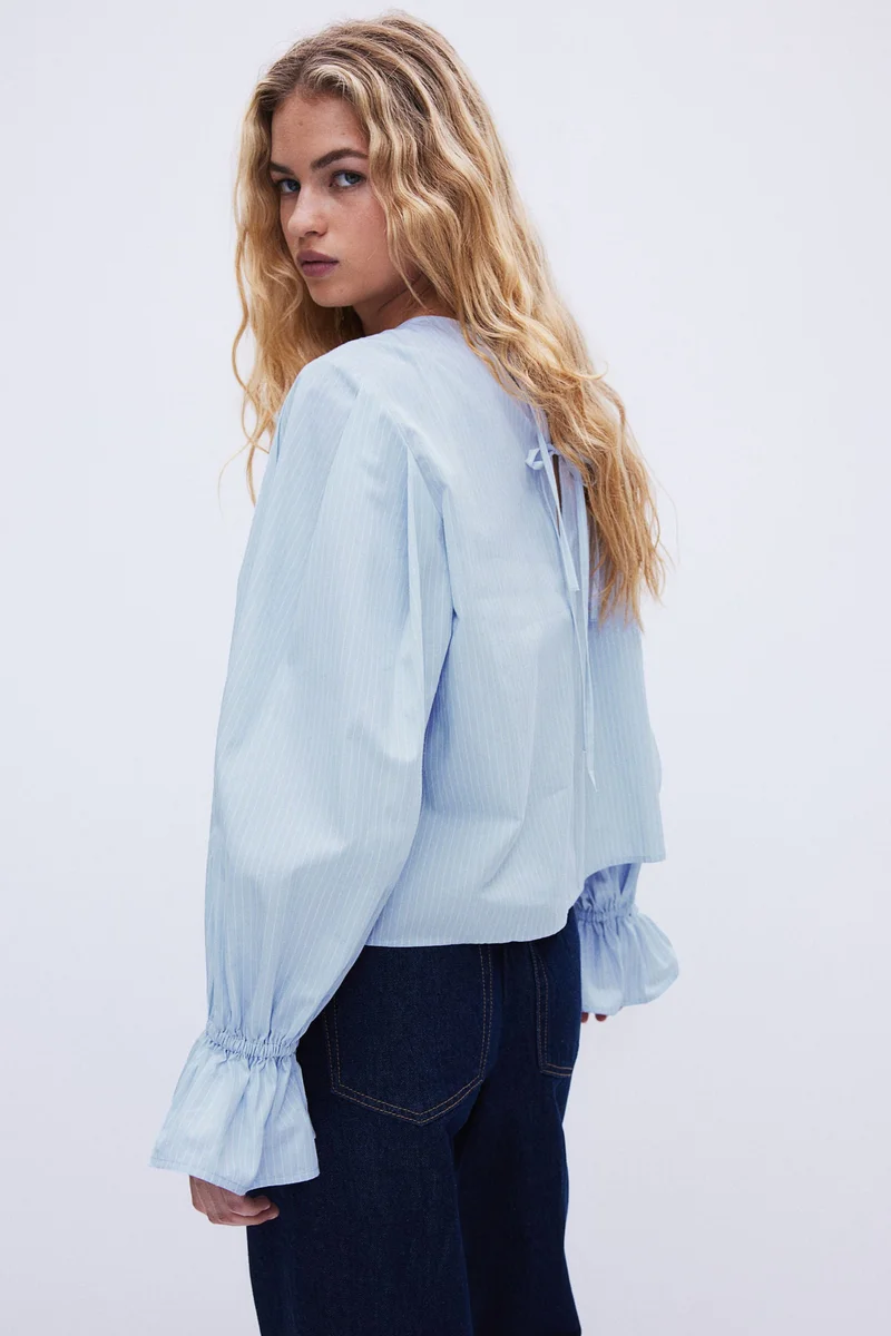 H&M Tie-Detail Cotton Blouse