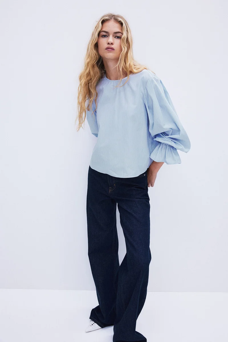 H&M Tie-Detail Cotton Blouse