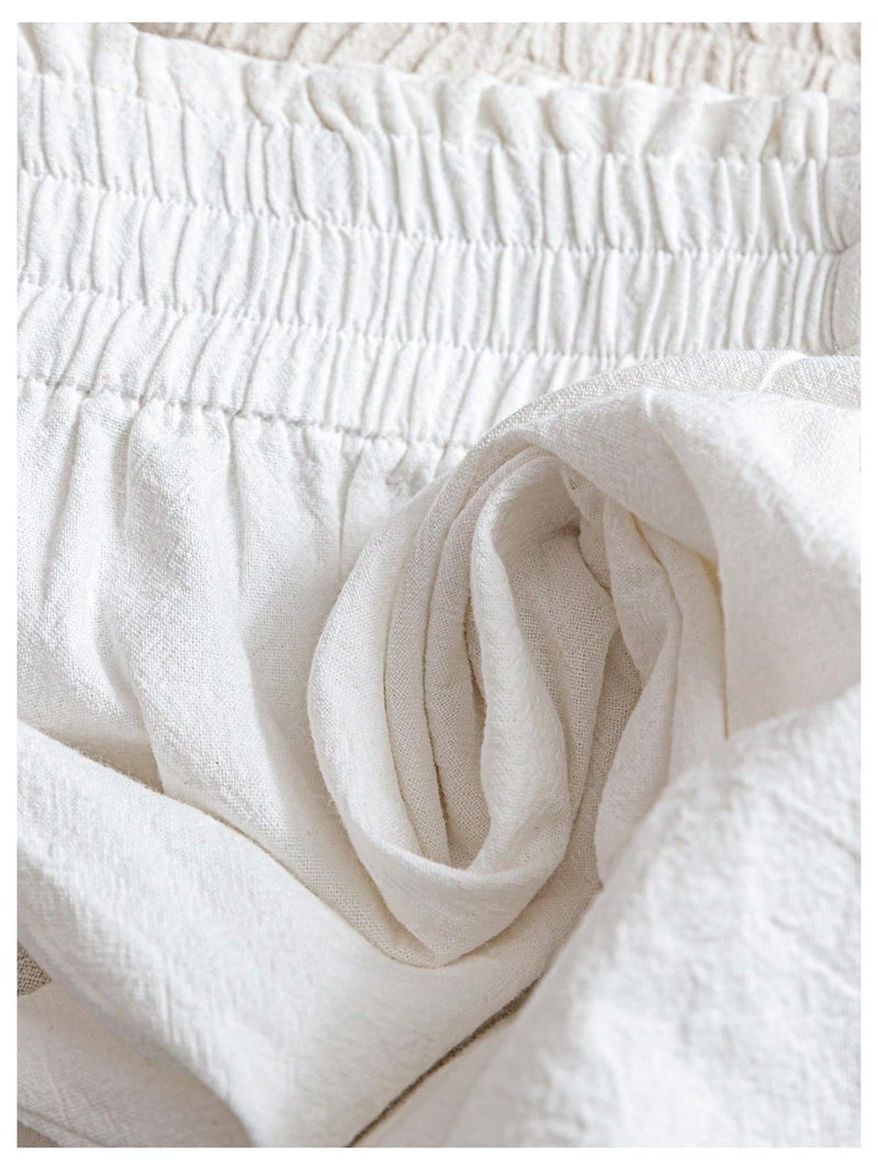 WDIRARA Women's 3 Pack Linen Shorts Elastic Waist Comfy Soft Lounge Shorts Beige White Black Small - Image 5