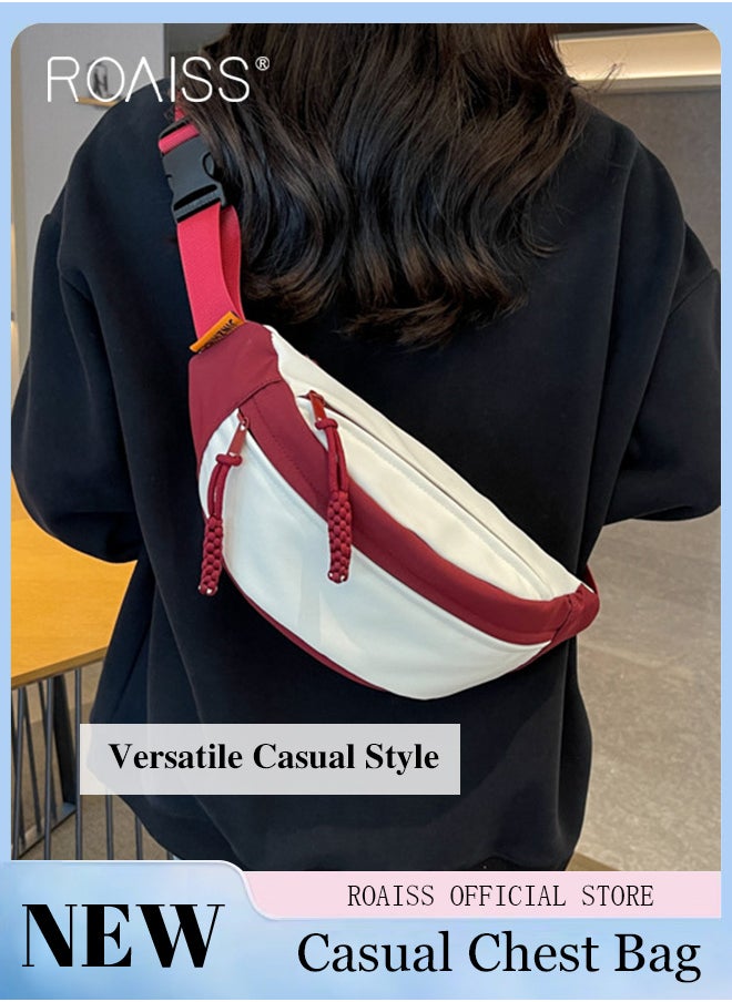 roaiss - Unisex Multifunctional Chest Bag Color Block Design Simple and Fashionable Large Capacity Style Versatile and Suitable for Students Can be Worn as a Crossbody Bag or Waist Bag - Image 1