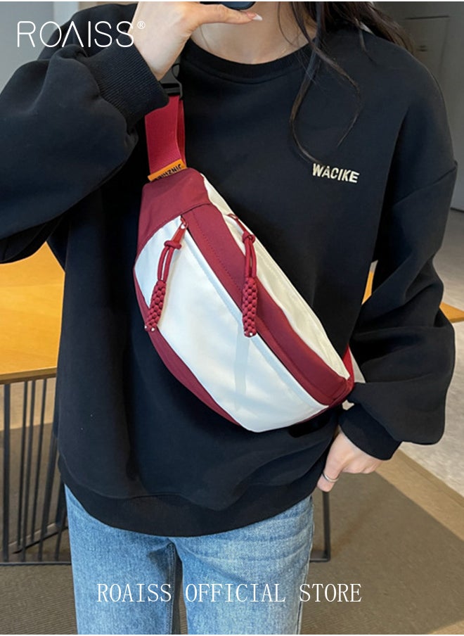 roaiss - Unisex Multifunctional Chest Bag Color Block Design Simple and Fashionable Large Capacity Style Versatile and Suitable for Students Can be Worn as a Crossbody Bag or Waist Bag - Image 1