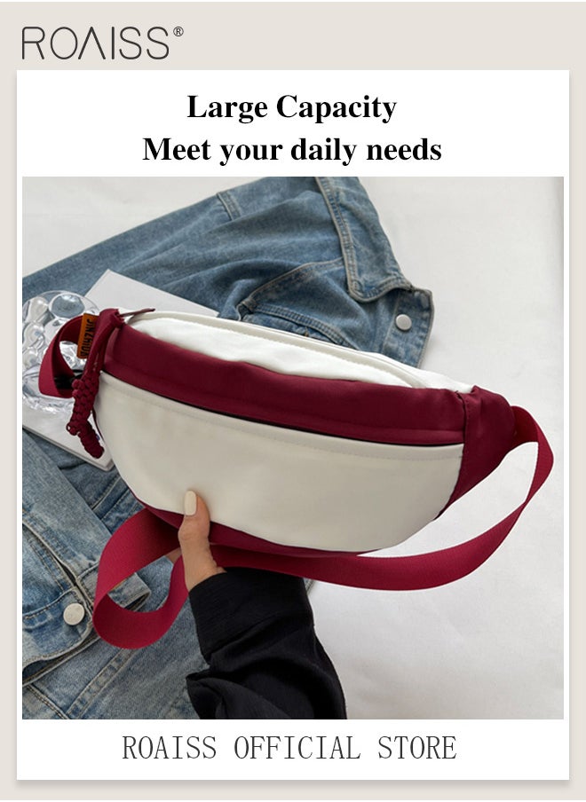 roaiss - Unisex Multifunctional Chest Bag Color Block Design Simple and Fashionable Large Capacity Style Versatile and Suitable for Students Can be Worn as a Crossbody Bag or Waist Bag - Image 1