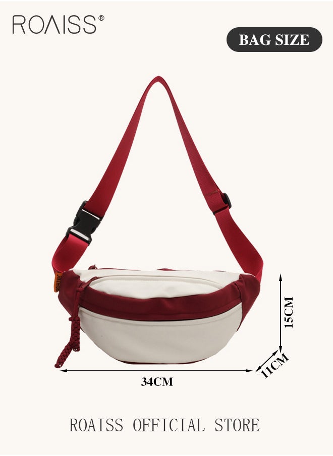 roaiss - Unisex Multifunctional Chest Bag Color Block Design Simple and Fashionable Large Capacity Style Versatile and Suitable for Students Can be Worn as a Crossbody Bag or Waist Bag - Image 1