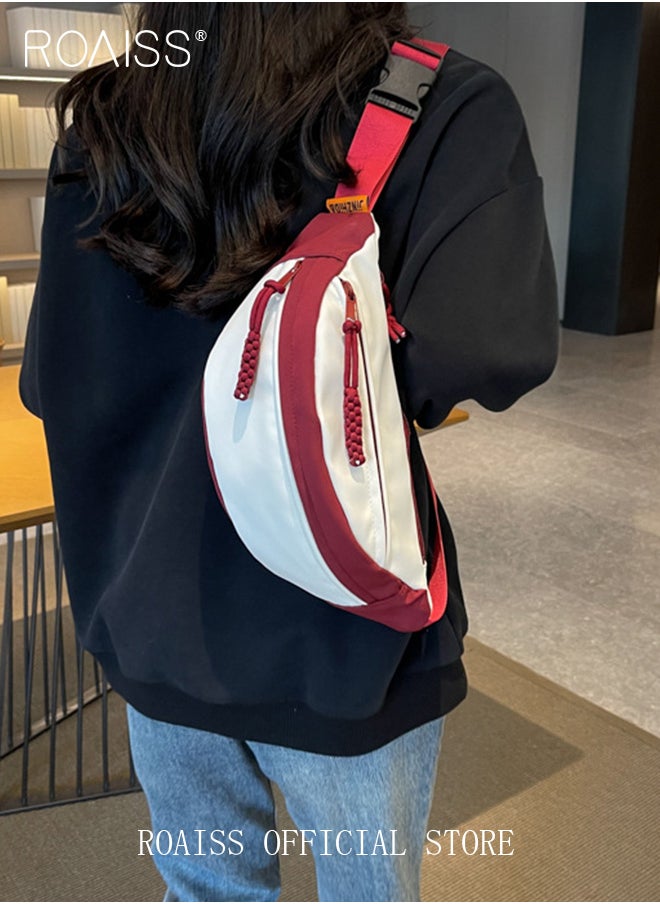 roaiss - Unisex Multifunctional Chest Bag Color Block Design Simple and Fashionable Large Capacity Style Versatile and Suitable for Students Can be Worn as a Crossbody Bag or Waist Bag - Image 1