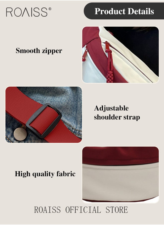 roaiss - Unisex Multifunctional Chest Bag Color Block Design Simple and Fashionable Large Capacity Style Versatile and Suitable for Students Can be Worn as a Crossbody Bag or Waist Bag - Image 1