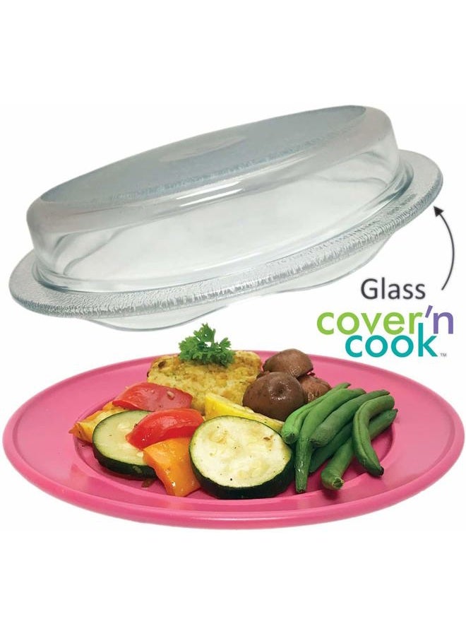 Cuchina Safe 2-in-1 Cover ‘n Cook Vented Glass Microwave Plate Cover and Baking Dish; Easy to Grip for Baking and Serving - Image 2