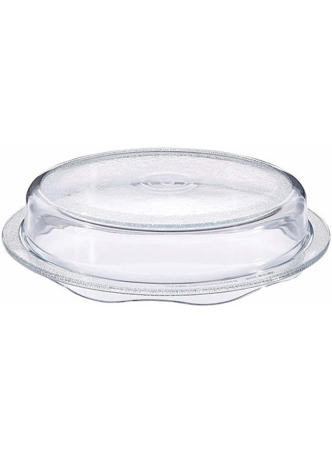 Cuchina Safe 2-in-1 Cover ‘n Cook Vented Glass Microwave Plate Cover and Baking Dish; Easy to Grip for Baking and Serving - Image 1