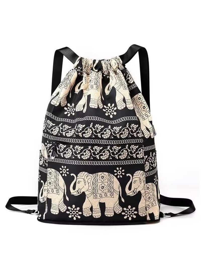 1 Pcs Drawstring Foldable Large Capacity Dry Wet Separation Travel Sports Backpack for Gym Bag Portable Waterproof Multiple Pockets Fitness Men and Women Elephant - Image 1