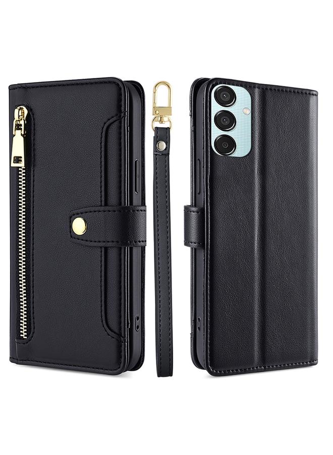 اس-توب جراب هاتف Samsung Galaxy M15 من جلد الأغنام المزخرف بسحاب ومحفظة جلدية - Image 1