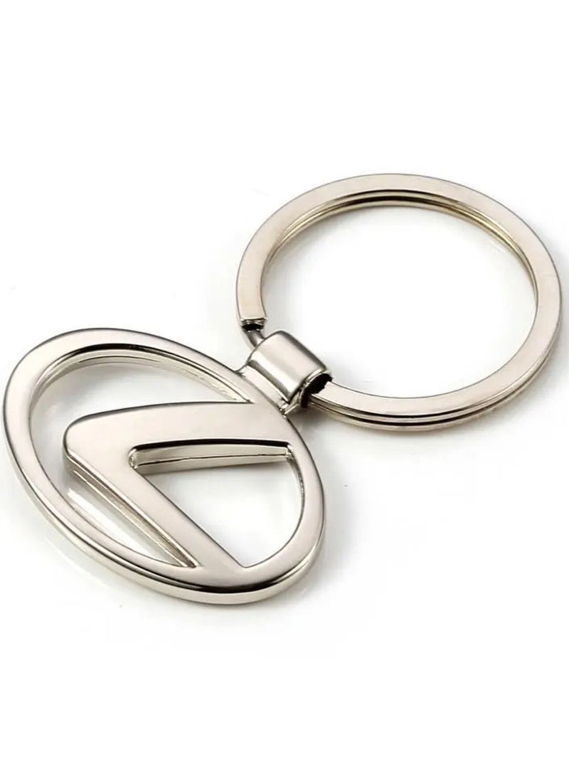 ميدالية مفاتيح معدنية بلون فضي بتصميم علامة سيارة لكزس