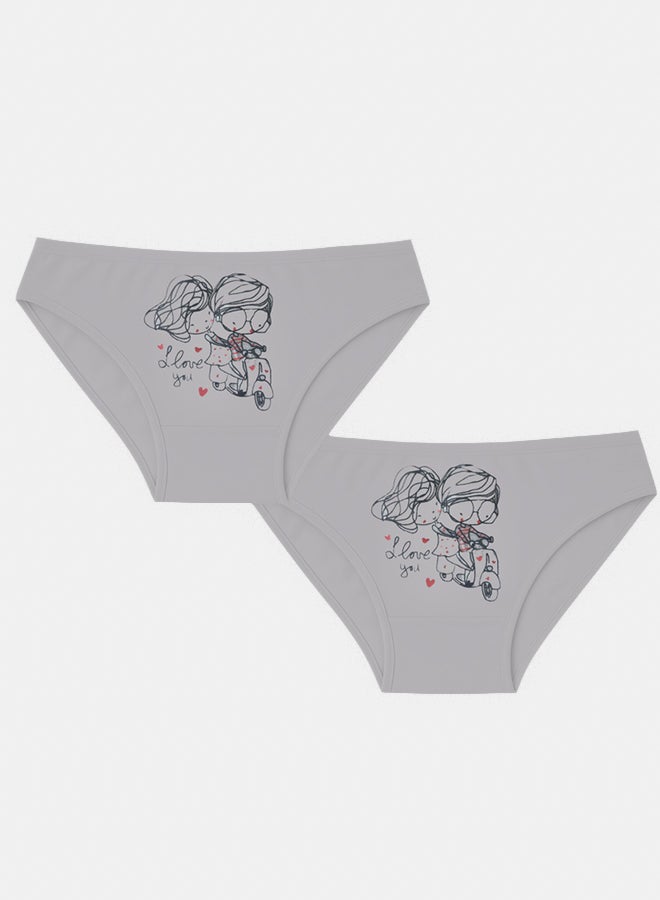 Dahab Cotton Set Of 2 Pieces High Rise Briefs Printed Shapes For Women - Image 1