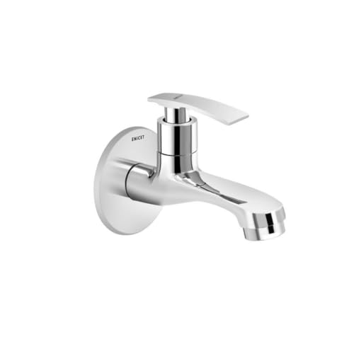 ENICET Brass Tap for Bathroom, with Wall Flange, Bib Cock Short Body, Chrome Finish, 7 Years Warranty, Foam Flow, Bathroom Taps for Home, Water Tap Wall Mounted (SGA10101) - Image 1