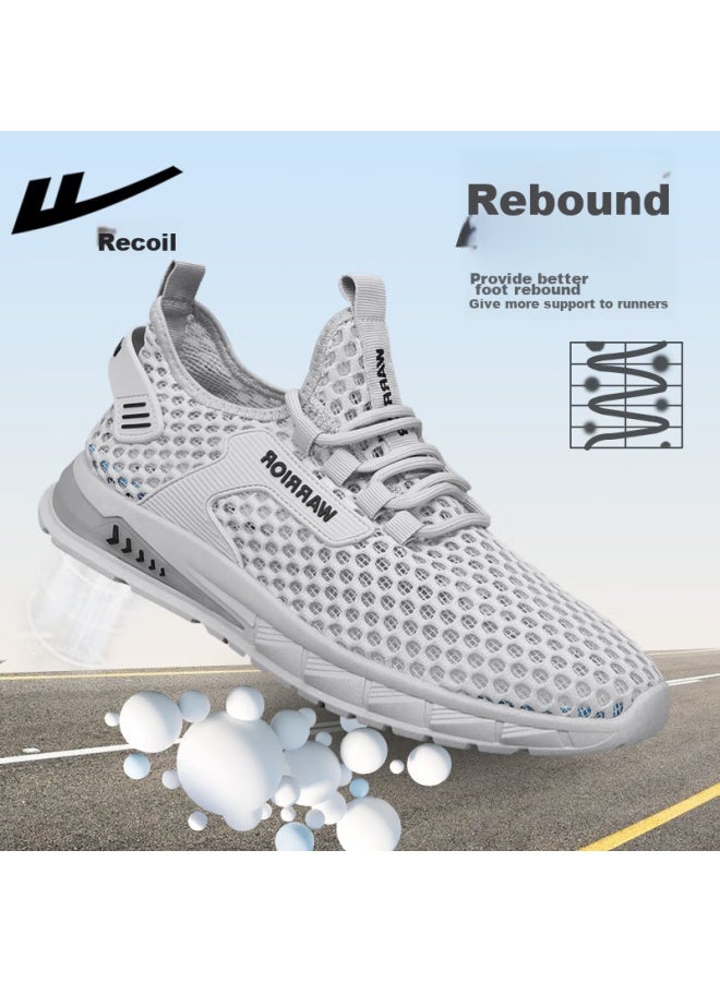 Pull Back Huili Men's Shoes, Summer New Style, River Tracing Shoes, Breathable Mesh, Perforated Sneakers, 3146z, Gray, Size 44 - Image 2