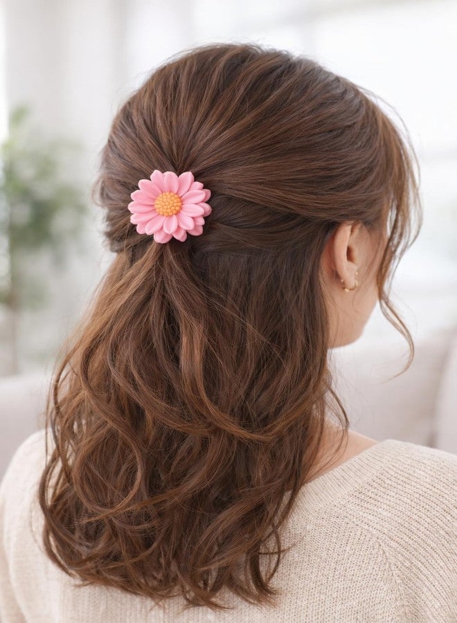 SWAMINI CREATIONS Daisy Flower Hair Claw Clips for Girls Women Strong Hold Plastic Hair Clutcher for Daily Styling Cute Hair Accessories Pack of 5 Random Colours. - Image 2