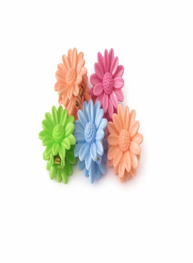 SWAMINI CREATIONS Daisy Flower Hair Claw Clips for Girls Women Strong Hold Plastic Hair Clutcher for Daily Styling Cute Hair Accessories Pack of 5 Random Colours. - Image 1