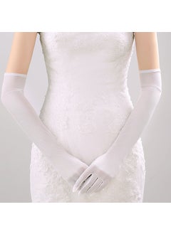 Generic Bride plain high stretch mesh white gloves tulle lace bow gloves factory wholesale bride milky white 
