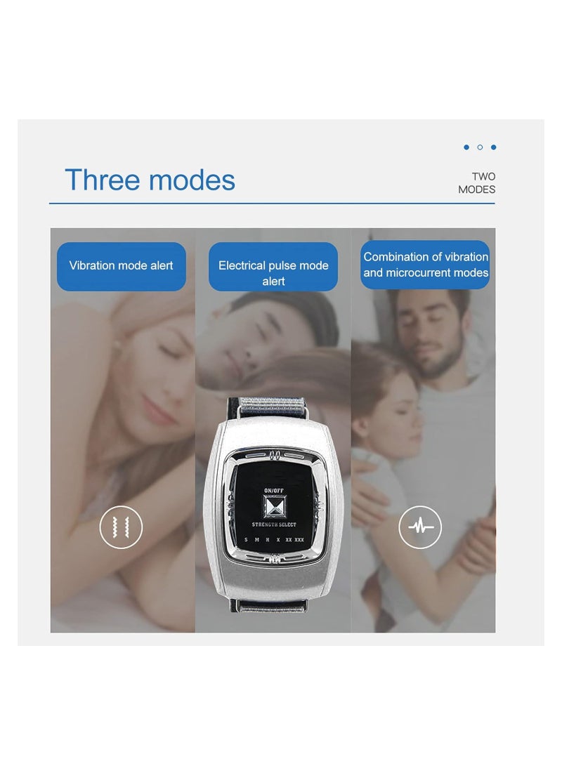 جهاز معصم ذكي مضاد للشخير - ساعة كهربائية محمولة لمساعدة النوم مع 3 أوضاع للبالغين والأطفال وكبار السن - تصميم غير مزعج لراحة التنفس والنوم (أبيض) - Image 2