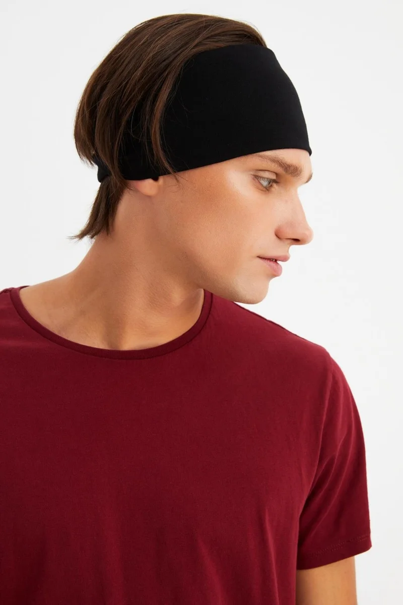 بوتيكجيز Black Men's Cotton Combed Comb, Non-Slip, Ultra Light, Sport Wide Headband Bandana Buff