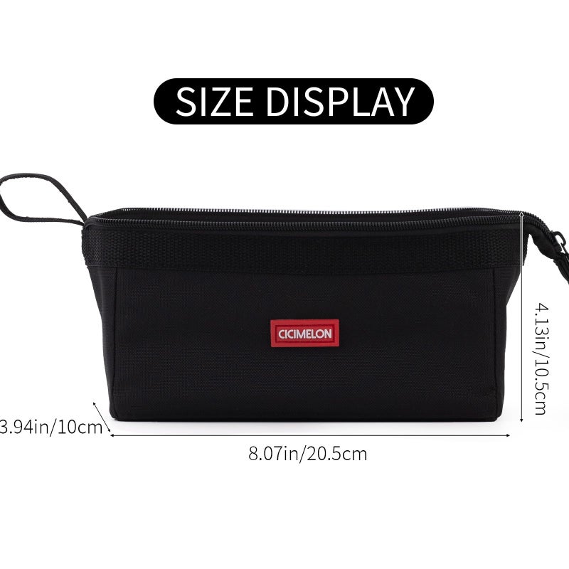 CICIMELON Multifunctional Pencil Pen Marker Case Pouch Bag Holder Small Cute Capacity for High Middle Primary School Student Aesthetic Teen Girl Boy Office Men Women Nurse Adults Portable (Black) - Image 3