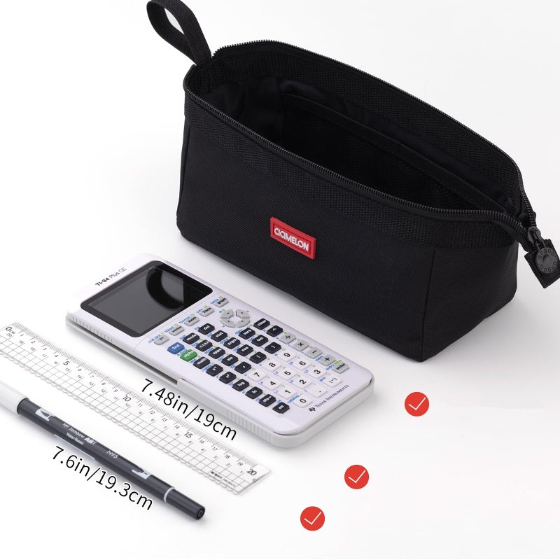 CICIMELON Multifunctional Pencil Pen Marker Case Pouch Bag Holder Small Cute Capacity for High Middle Primary School Student Aesthetic Teen Girl Boy Office Men Women Nurse Adults Portable (Black) - Image 4