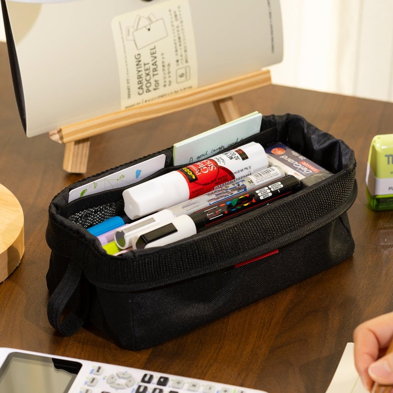 CICIMELON Multifunctional Pencil Pen Marker Case Pouch Bag Holder Small Cute Capacity for High Middle Primary School Student Aesthetic Teen Girl Boy Office Men Women Nurse Adults Portable (Black) - Image 2