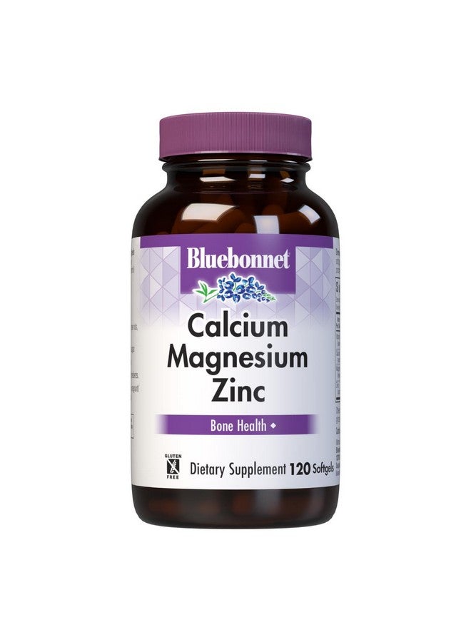 Bluebonnet Nutrition Calcium Magnesium Zinc Plus Vitamin D3, 1000 mg of Calcium, 500 mg of Magnesium and 15 mg of Zinc, 400IU Vitamin D3, For Strong Healthy Bones*, Gluten-Free, Dairy-Fee, 120 softgel