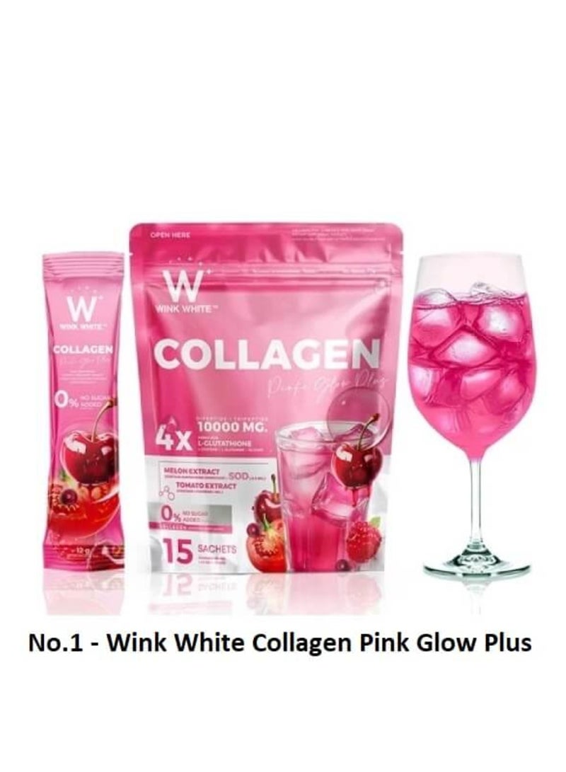Wink White Collagen Pink Glow Plus | 10,000mg Collagen & Glutathione | Melon & Tomato Extract | 0% Sugar Added | 15 Sachets (12g Each) - Image 2