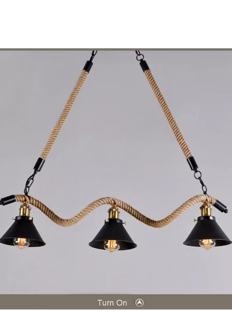 PRIME SOLE Premium Industrial Vintage Triple Pendant Ceiling Light with Adjustable Nautical Hemp Rope and Iron Chain - Rustic Hanging Chandelier for Modern Home Decor, Kitchen Island, Dining Room and Cafe - Image 4