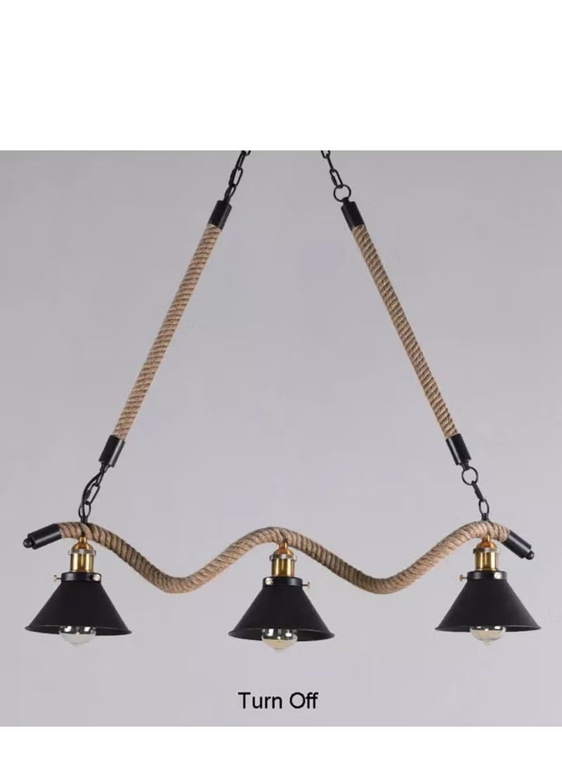 PRIME SOLE Premium Industrial Vintage Triple Pendant Ceiling Light with Adjustable Nautical Hemp Rope and Iron Chain - Rustic Hanging Chandelier for Modern Home Decor, Kitchen Island, Dining Room and Cafe - Image 5