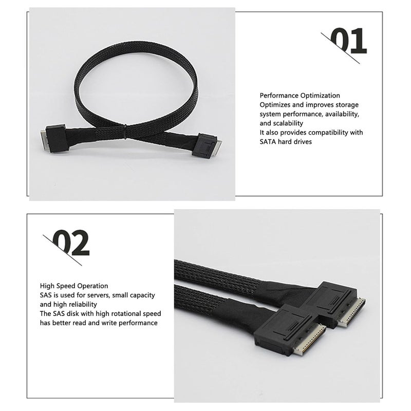 Zunate Oculink SFF 8611 8i Cable, Data Transfer for Server - SAS 3.0, 4.0, 3.0, 16Gbps, PCIe Expansion Array Card - Image 3